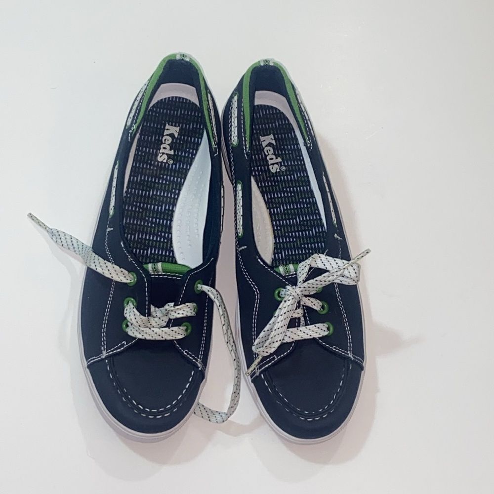 Y2K Keds Madras Navy Sneakers with Green Accents Size 8 5.5